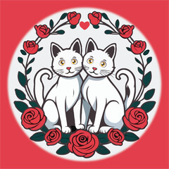 Love Cats with Roses