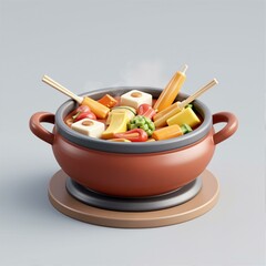 A bowl of delicious hot pot is being enjoyed.