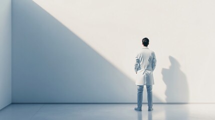 Obraz premium Young Male Doctor Standing in White Background