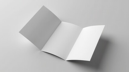 Double gate fold brochure mockup with three panels displayed on a light background.
