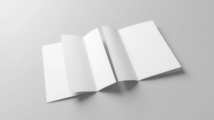 Double parallel fold brochure mockup with blank white pages on a light grey background.
