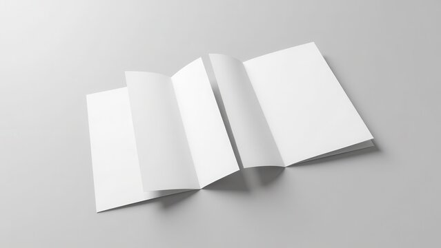 Double parallel fold brochure mockup with blank white pages on a light grey background.