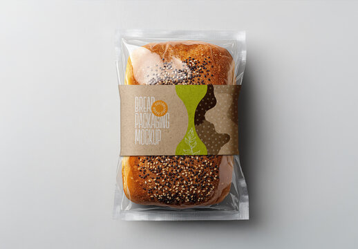 Realistic Bread Packaging Mockup with Shadows for Bakery Branding &ndash; Paper Bag, Carton Bag for Food Packaging Design and Commercial Scheme Presentation