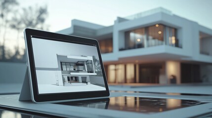Architectural Project Displayed on Tablet Mockup