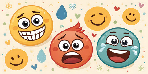 set of funny cartoon faces