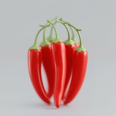 A group of seven red chili peppers.