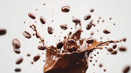 Coffee Bean Splash: Dynamic Visuals for Commercial Use