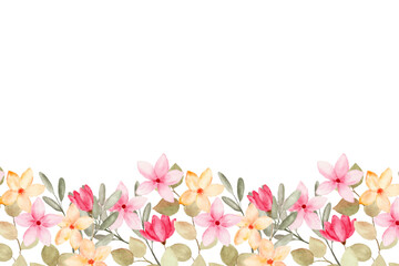 Fototapeta premium flower watercolor frame for wedding, birthday, card, background, invitation, wallpaper, sticker, decoration etc. 