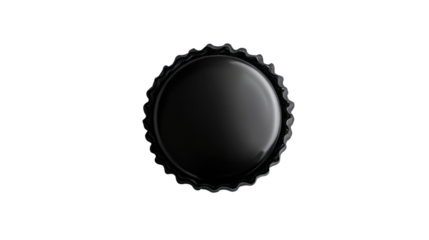Black metal bottle cap isolated on transparent background