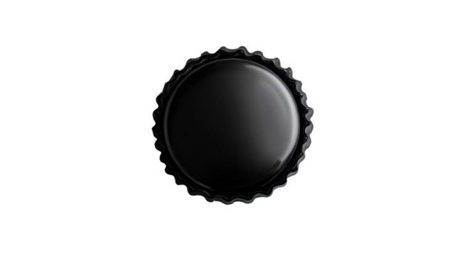 Black metal bottle cap isolated on transparent background