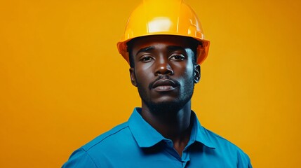Engineer in Safety Helmet Posing on Isolated Background