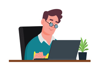 A man sits at his laptop. A programmer. User leaves a comment