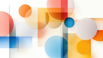 Colorful Geometric Shapes Composition with Soft Textures and Patterns