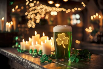 st Patrick's day celebrating with green beer artwork