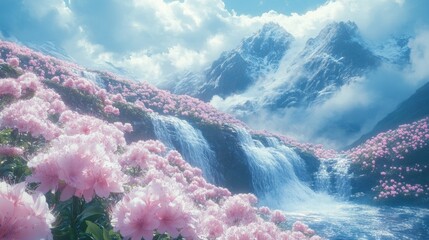 natural landscape atmospheric phenomenon pink stream mountain river petal spring valley spring fluvial landforms of streams