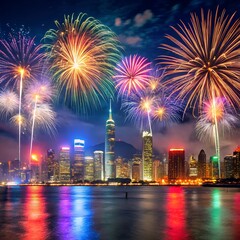 Beautiful New Year's fireworks. Big fireworks.