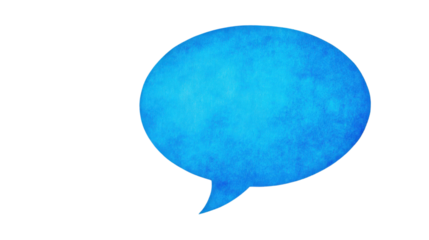 Blue watercolor speech bubble communicating on transparent background