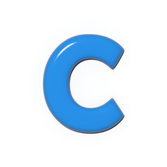 A blue three-dimensional letter 