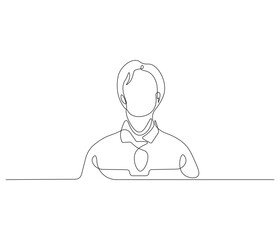 Fototapeta premium Continuous one line drawing of businessman. Single line drawing illustration of businessman are thinking. Businessman concept vector art. Doodle line illustration.