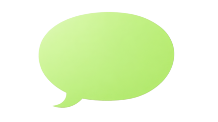 Green speech bubble communicating a message on transparent background