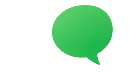 Green speech bubble communicating a message on transparent background