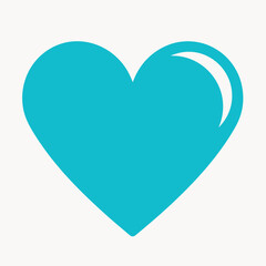 Glossy turquoise heart icon with reflection.