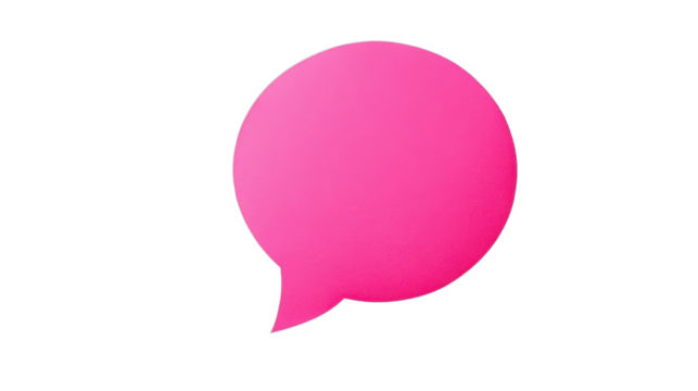Pink speech bubble communicating on transparent background - Powered by Adobe