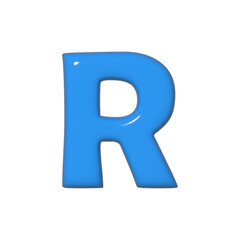 A bright blue three-dimensional letter R stands against a white background Its color is striking and its font is bold and modern making a simple visual statement