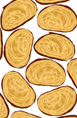 Close up of sliced croissant texture. Delicious Bun texture