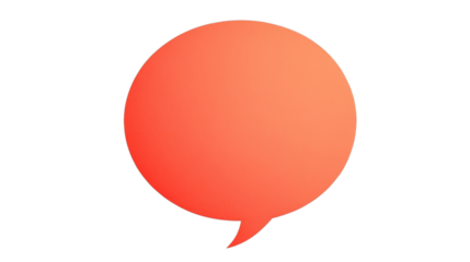 Round orange speech bubble floating on transparent background