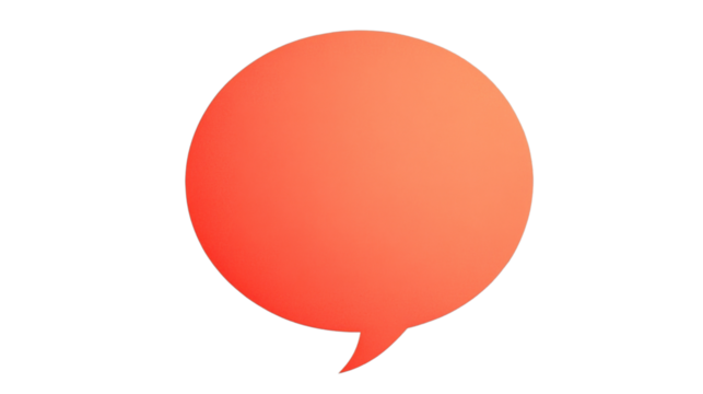 Round orange speech bubble floating on transparent background