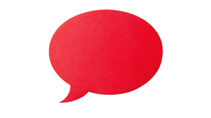 Red speech bubble communicating ideas on transparent background