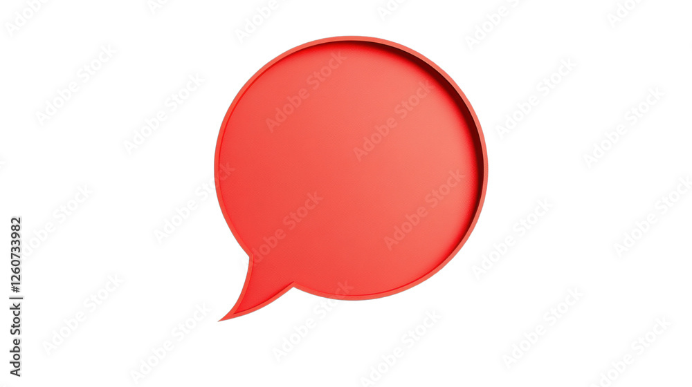 Poster red speech bubble floating on transparent background representing communication