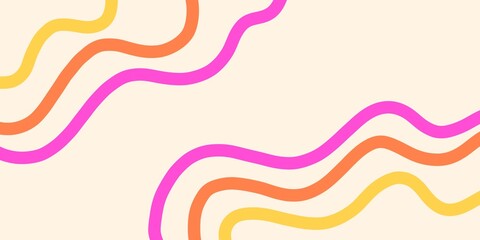 Abstract background with colourful wave pattern scribbles in a retro style. Suitable for cover, banner, and card templates