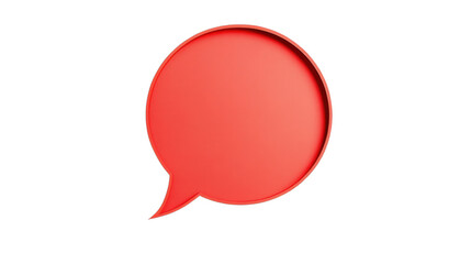Red speech bubble floating on transparent background representing communication