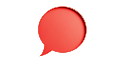 Red speech bubble floating on transparent background representing communication
