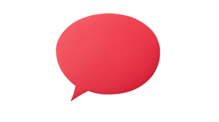 Red speech bubble communicating a message on transparent background