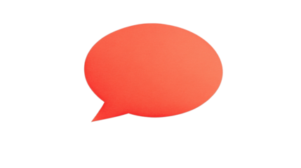 Red speech bubble communicating a message on transparent background