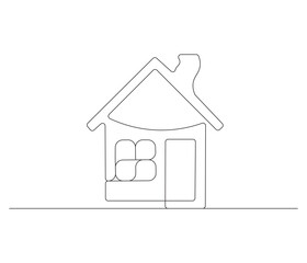 Continuous one line drawing of house. Single line drawing illustration of dream house. Architecture home concept vector art. Doodle line illustration.