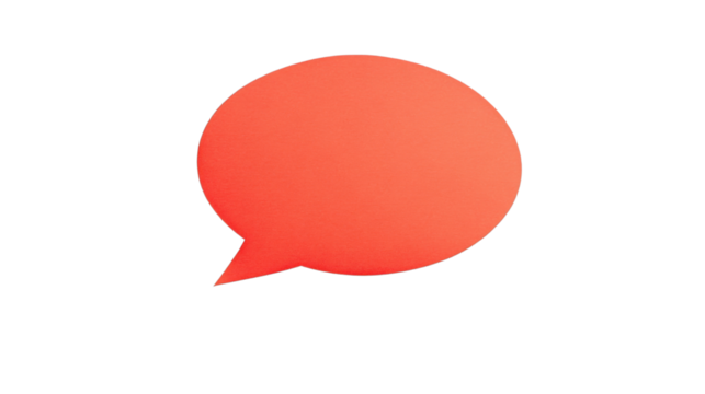 Red speech bubble communicating a message on transparent background