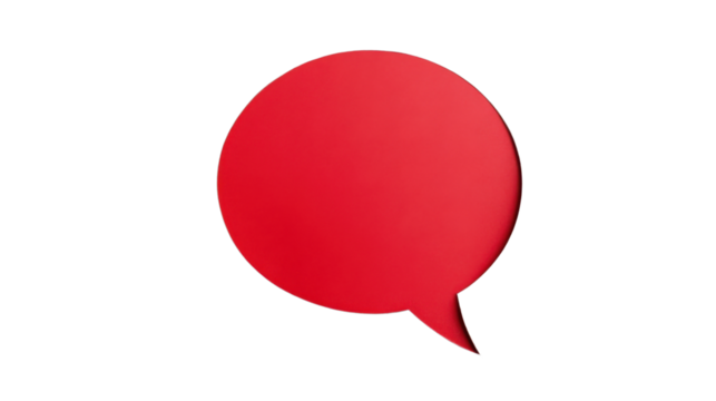 Red speech bubble communicating on transparent background