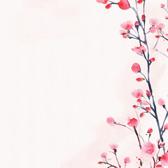 light pink background with small flowers, delicate watercolor style,