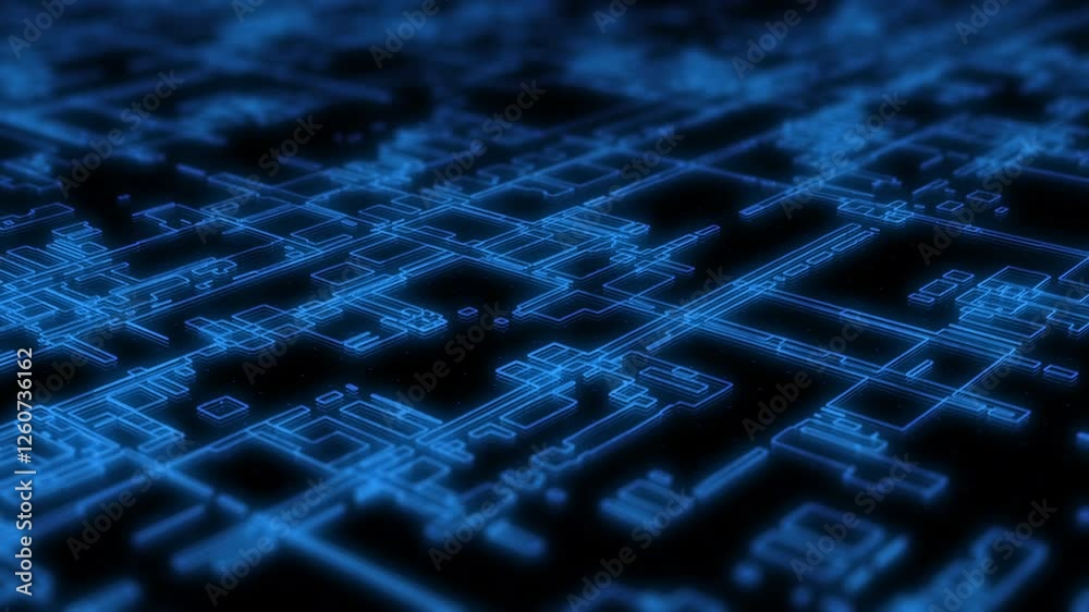 Poster Technology digital line corner structure cyber data network connection concept. Abstract futuristic flowing information with copy space 4K motion background.