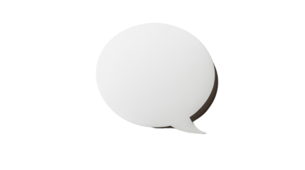 White speech bubble floating on transparent background with shadow