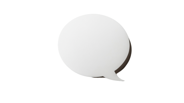 White speech bubble floating on transparent background with shadow