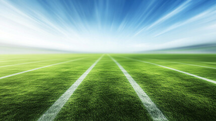 Obraz premium Blurred Football Field Background A vibrant green blur with subtle white yard lines