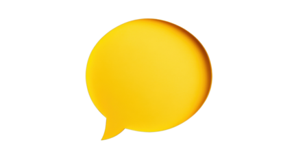 Yellow speech bubble communicating on transparent background