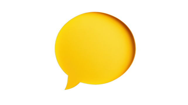 Yellow speech bubble communicating on transparent background - Powered by Adobe