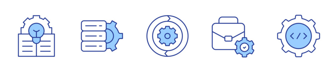 coding, data storage, sustain, idea, business. Management Icon vector illustration. Line Duotone style. Editable stroke