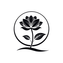 flower silhouette logo vector line art logo design
